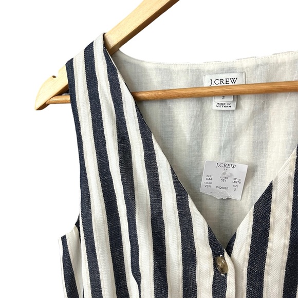 J. Crew L6978 Blue White V-Neck Button Front Stripe Dress 2 - Picture 5 of 5
